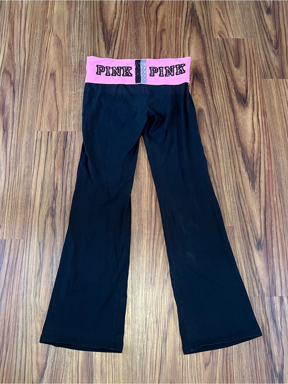 Victoria's Secret PINK Black Leggings with Pink Logo Waistband